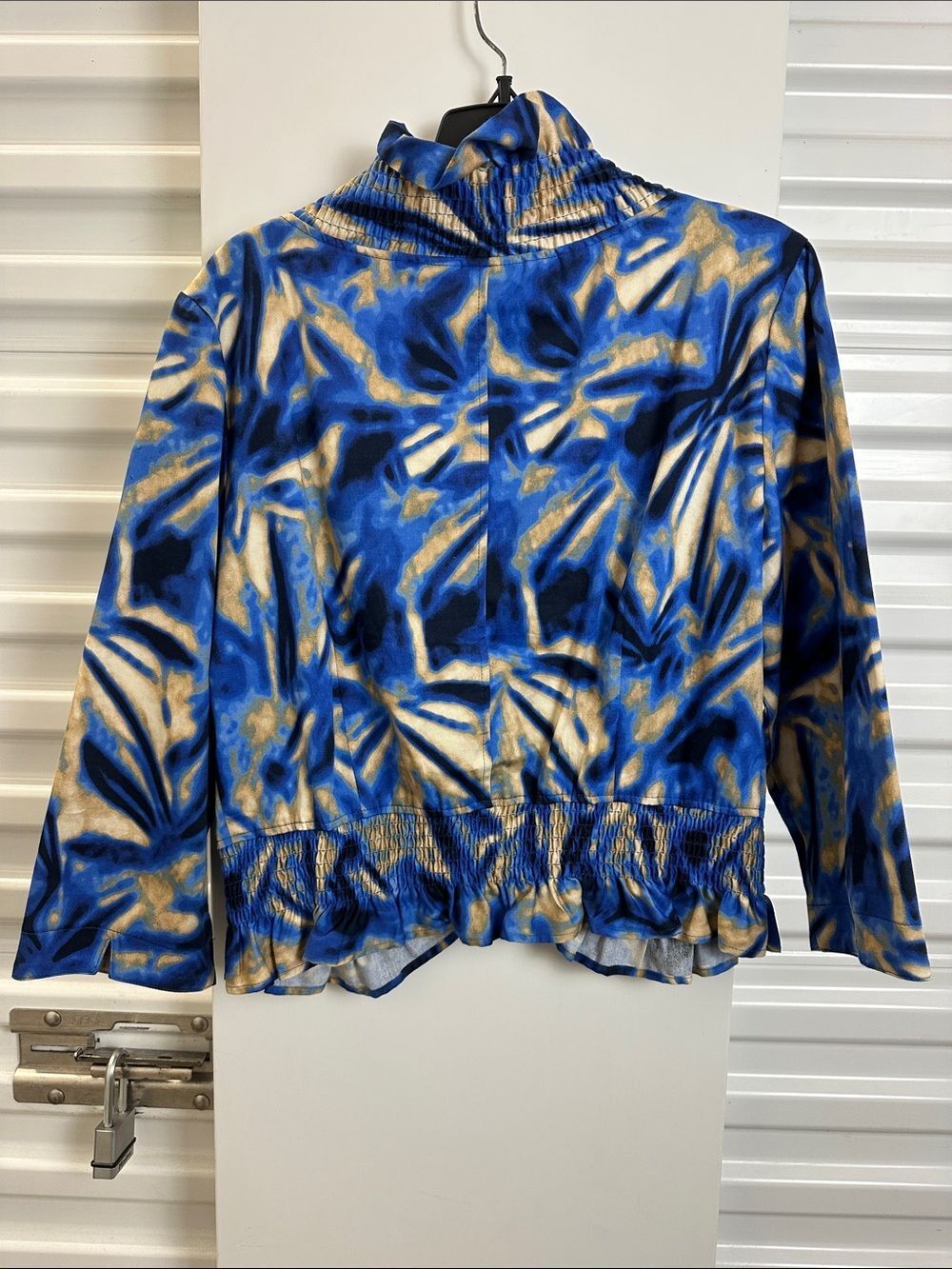 Cato Blue & Gold Ruffled Printed Jacket - Picture 7 of 10